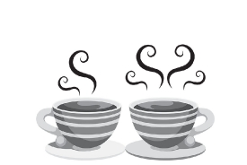tea cups with heart love symbol gray color clipart 2