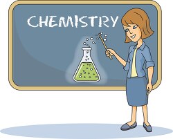 teacher at chalkboard chemistry