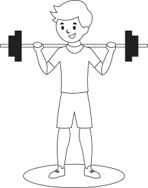 teenage boy works out with weights to promote fitness black outl