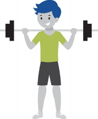 teenage boy works out with weights to promote Physical Fitness g