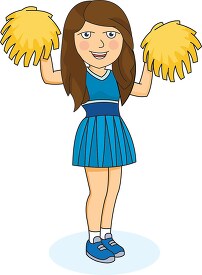 teenage girl cheerleader holding yellow pom pom clipart