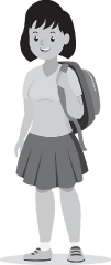 teenage girl holding bag high school student gray color clipart