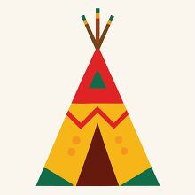 teepee with colorful geometric patterns