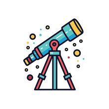 telescope cartoon icon style clip art