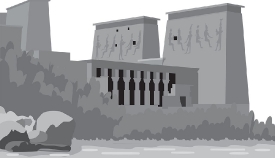 temple of philae ancient egypt gray color clipart