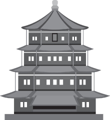temple style pagoda asia 20 gray color clipart