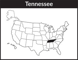 tennessee map square black white clipart