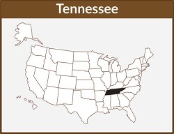 tennessee map square color outline clipart