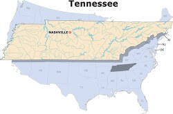 Tennessee state large usa map clipart
