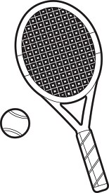 tennis raquet with ball outline clipart