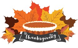 thanksgiving banner with fall leaves pumpkin pie