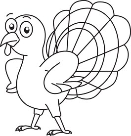 thanksgiving turkey black white outline clipart