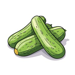 three fresh green cucumbers clip art