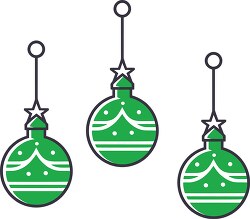 three round green hanging christmas ornaments