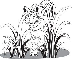 tiger black outline clipart 03