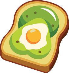 slice of toast topped with fresh avocado and a poached egg, ideal for a healthy breakfast - breakfast clipart