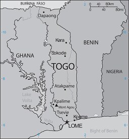 Togo country map gray color