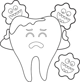 tooth shows decay from bacteria germs oral hygiene printable out