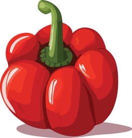 top view red bellpepper with a green stem clip art