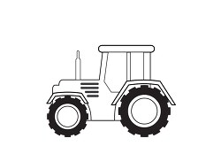 tractor illustration black white outline clipart