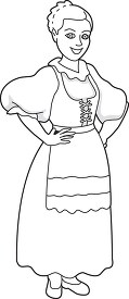 traditional cultural costume woman czech republic black outline