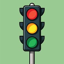 traffic light vector image with illuminated signal lights