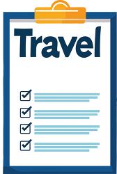 travel checklist on a clipboard clipart