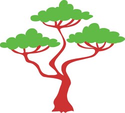 tree green leaves crooked trunk clipart