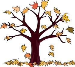 tree with fall folliage on tree and ground clipart