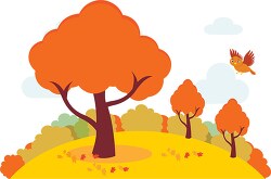 trees with orange leaves fall scenery clipart