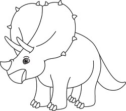 triceratops herbivorous black white outline 038