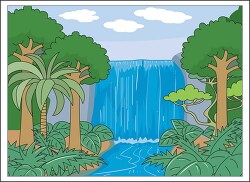 tropical rainforest biome trees waterfall clipart