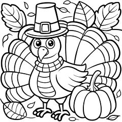 turkey is ready for Thanksgiving printable coloring