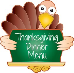 turky showing banner thanksgiving menu clipart