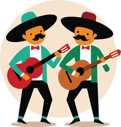 two cartoon mariachi musicians wearing sombreros