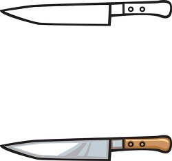 two chefs knife one black outline clip art