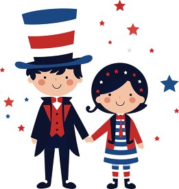 two children wearing patriotic clothing