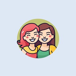 two girl friends icon style clip art