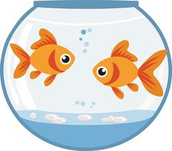 two goldfish swimming in a fishbowl clipart