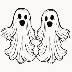 two happy ghosts with happy expressions