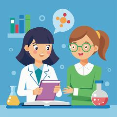 Two high school Female students discussing class Research