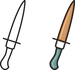 two knives one with black outline clip art