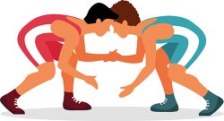 two male athletes participate in wrestling match clip art