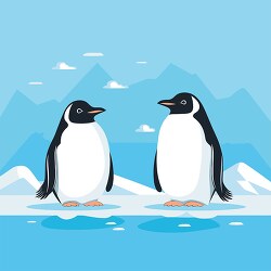 two penguins standing in the icy habitat clip art