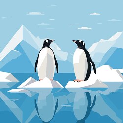 two penguins standing on ice looking at each other clip art