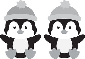 two penguins wearing hats and sitting next to each other gray co