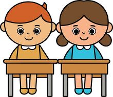 Two young students ready for school activities clip art