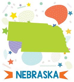 usa nebraska illustrated stylized map