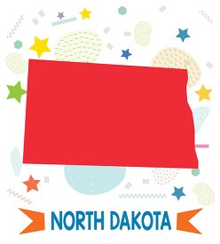 usa north dakota illustrated stylized map