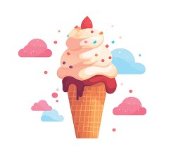 vanilla ice cream with sprinkles on a cone clip art